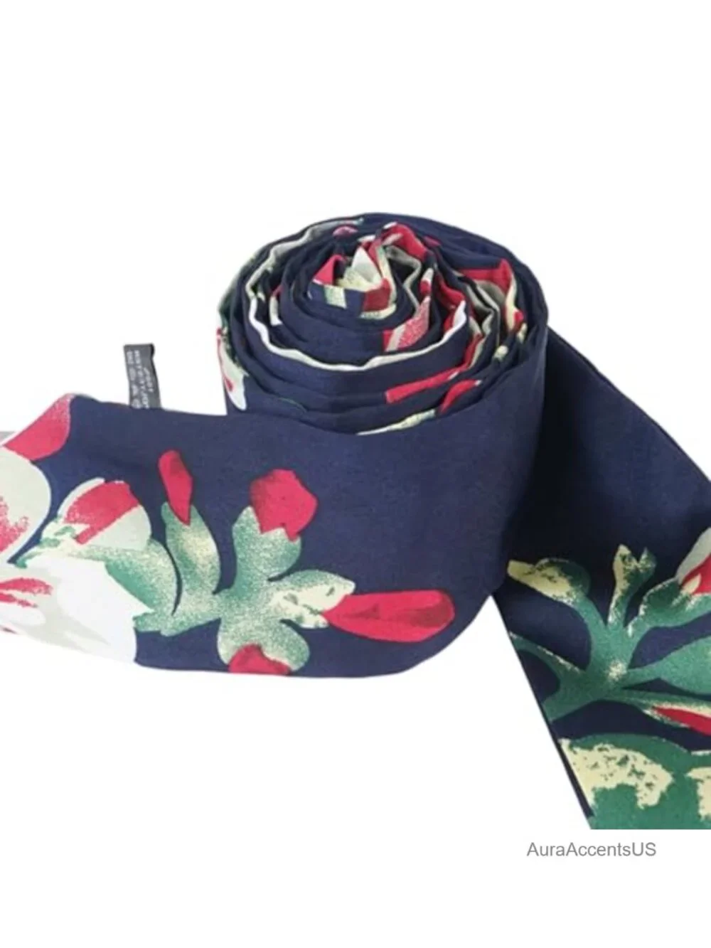 Satin Floral Skinny Scarf - Long 78
